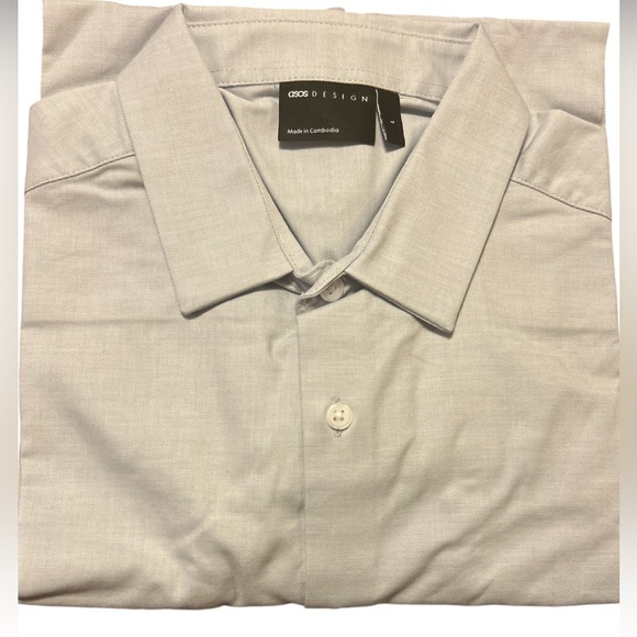 ASOS DESIGN regular fit shirt in Light Gray Size L - Picture 4 of 10